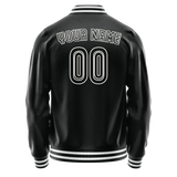 Custom Black White Solid Color Varsity Letterman Jacket