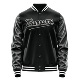 Custom Black White Solid Color Varsity Letterman Jacket