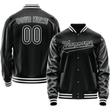 Custom Black White Solid Color Varsity Letterman Jacket
