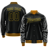 Custom Black Gold Solid Color Varsity Letterman Jacket