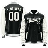 Custom Black White Solid Color Varsity Letterman Jacket