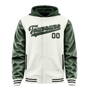 Custom White Dark Green Jacket