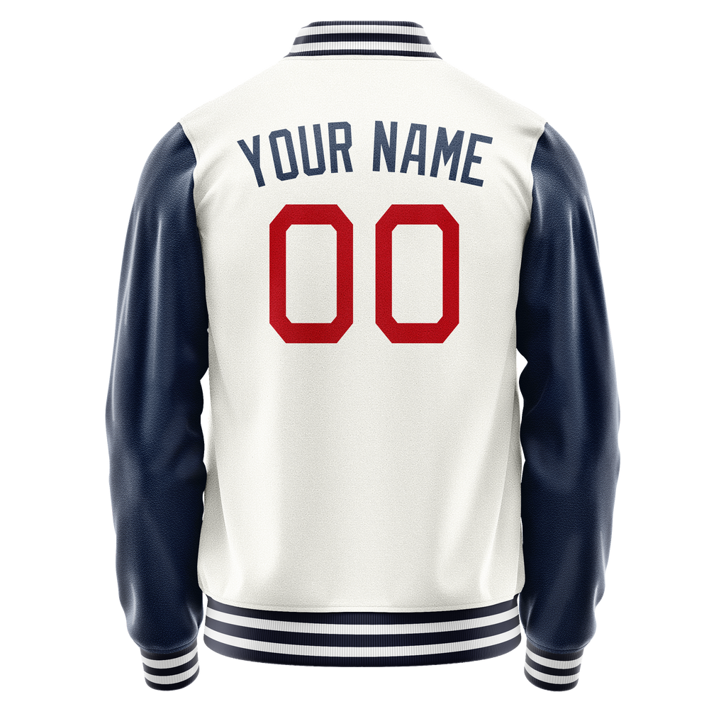 Custom White Royal Solid Color Varsity Letterman Jacket
