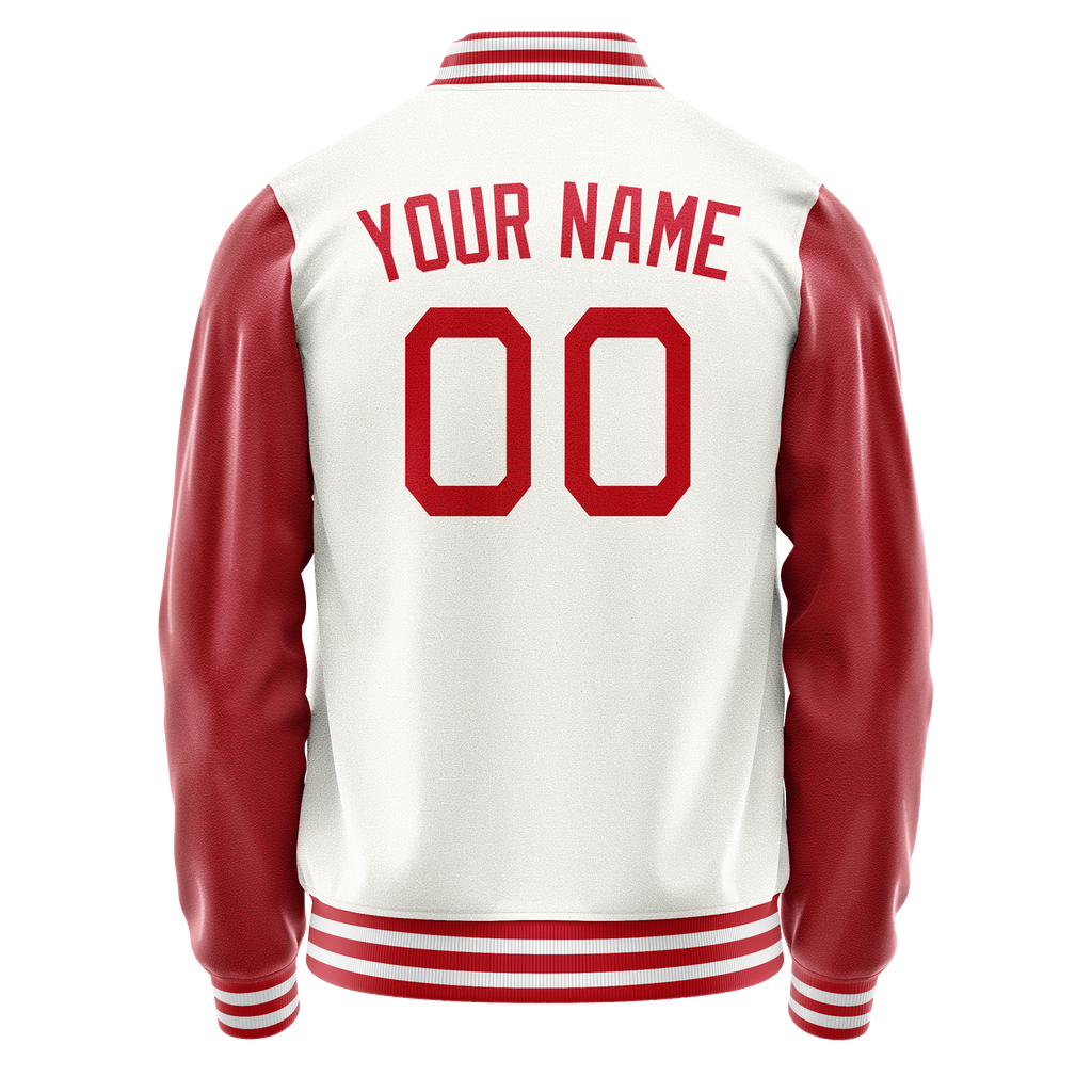 Custom White Texas-Orange Solid Color Varsity Letterman Jacket