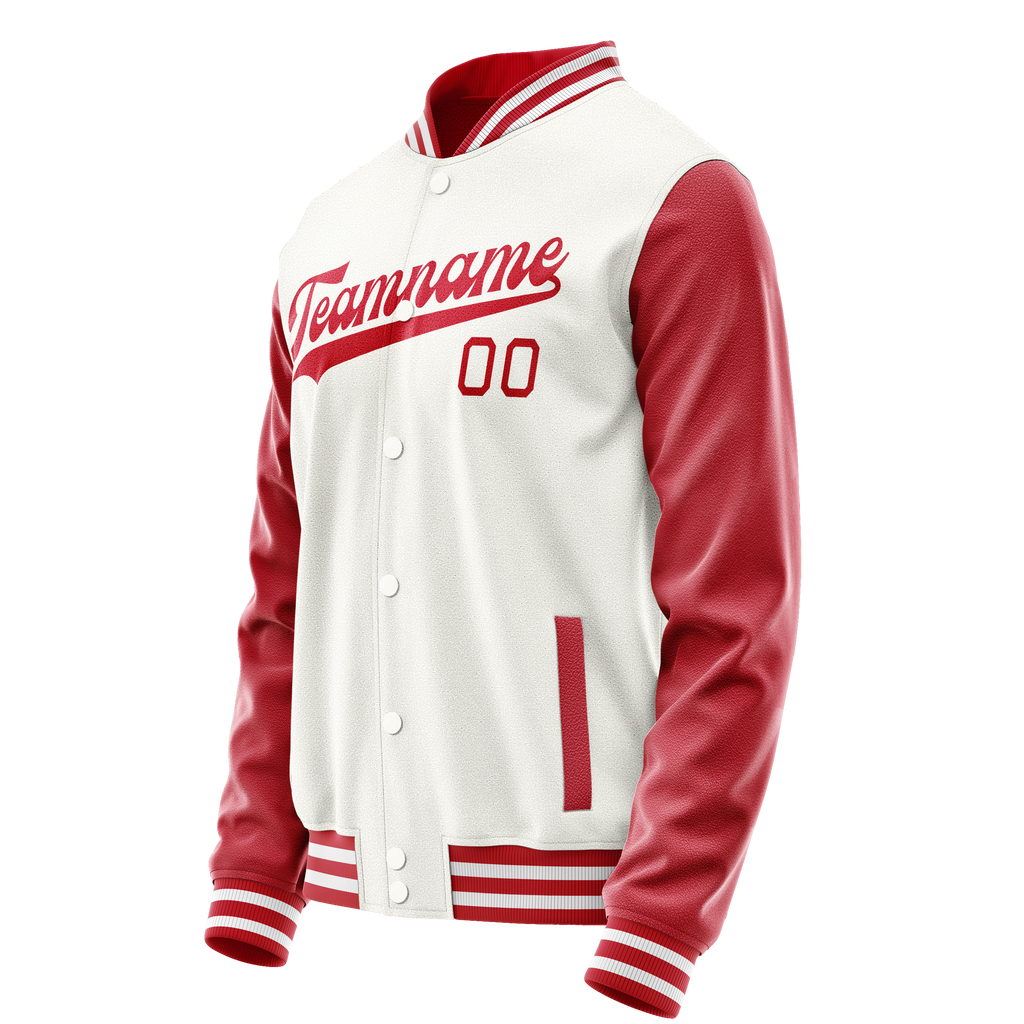 Custom White Texas-Orange Solid Color Varsity Letterman Jacket