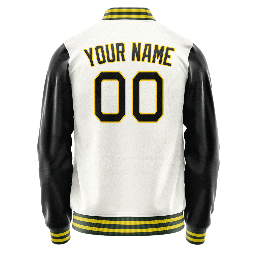 Custom White Black Solid Color Varsity Letterman Jacket