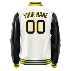 Custom White Black Solid Color Varsity Letterman Jacket