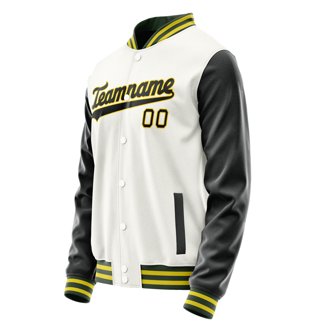 Custom White Black Solid Color Varsity Letterman Jacket