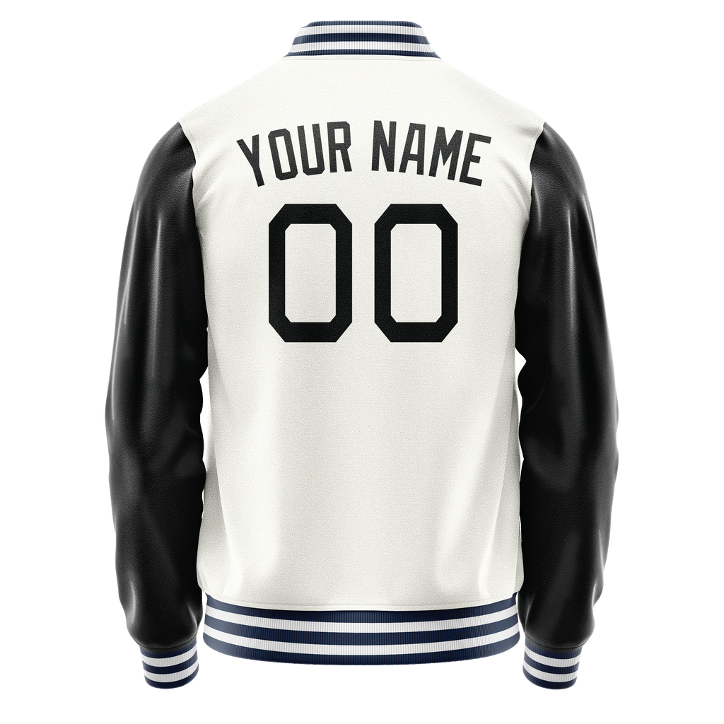 Custom White Black Solid Color Varsity Letterman Jacket