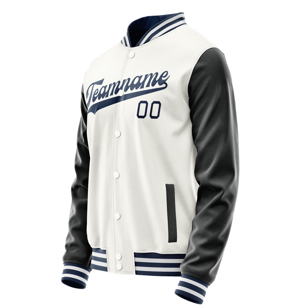 Custom White Black Solid Color Varsity Letterman Jacket