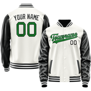 Custom White Black Solid Color Varsity Letterman Jacket