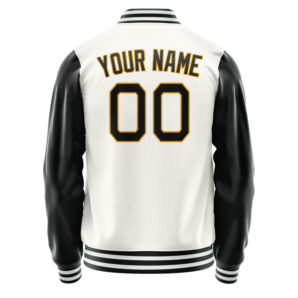 Custom White Black Solid Color Varsity Letterman Jacket