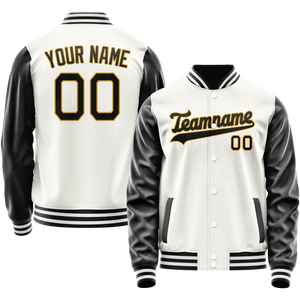 Custom White Black Solid Color Varsity Letterman Jacket