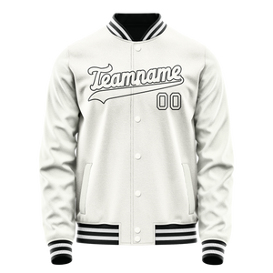 Custom White Black Solid Color Varsity Letterman Jacket