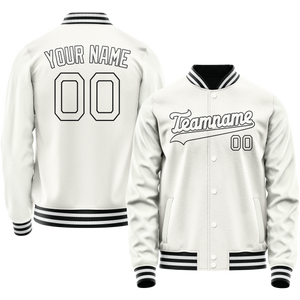 Custom White Black Solid Color Varsity Letterman Jacket