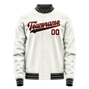 Custom White Black Solid Color Varsity Letterman Jacket