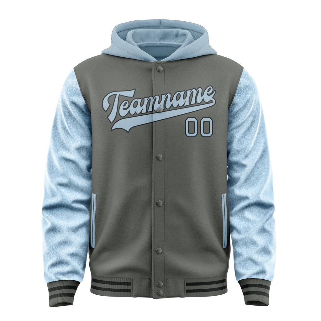 Custom Dark Grey Light Blue Jacket