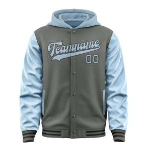 Custom Dark Grey Light Blue Jacket