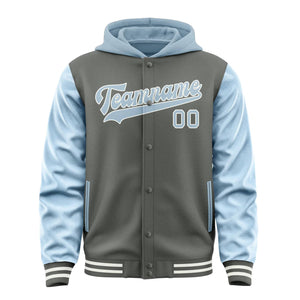 Custom Dark Grey Light Blue Jacket