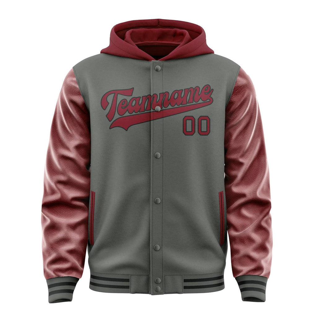 Custom Dark Grey Crimson Red Jacket