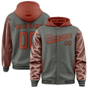 Custom Dark Grey Coral Red Jacket
