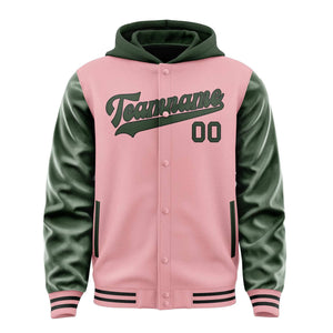 Custom Light Pink Dark Green Jacket