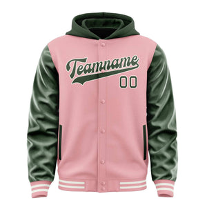 Custom Light Pink Dark Green Jacket
