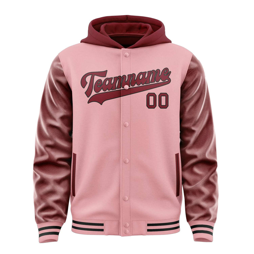 Custom Light Pink Crimson Red Jacket
