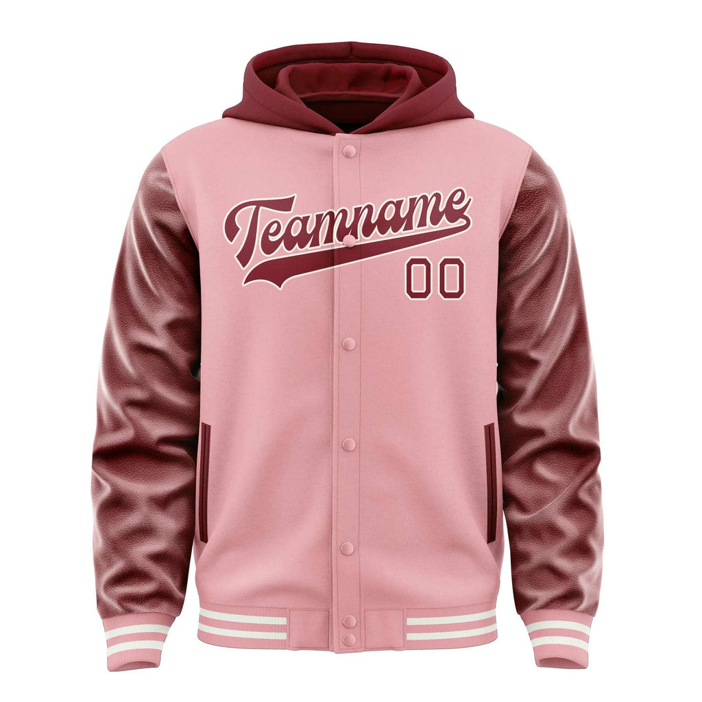 Custom Light Pink Crimson Red Jacket