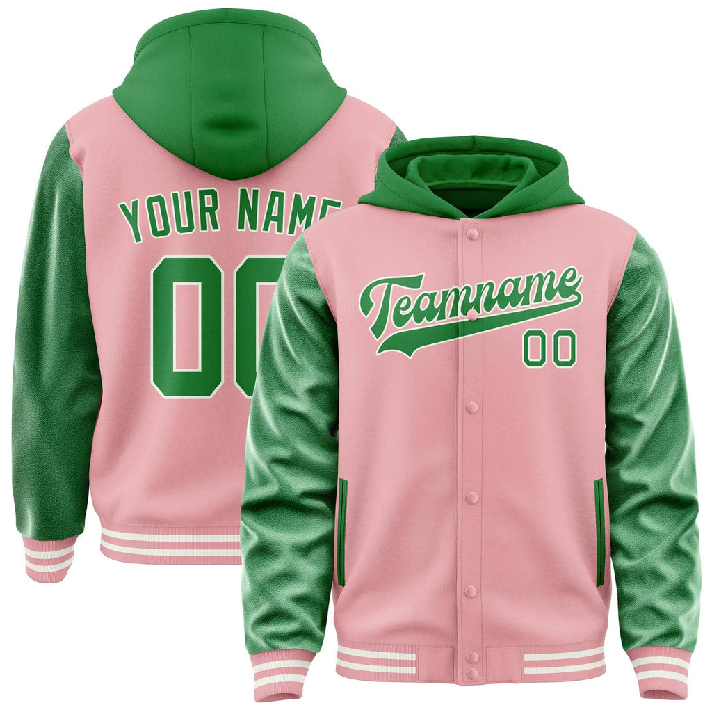 Custom Light Pink Emerald Green Jacket