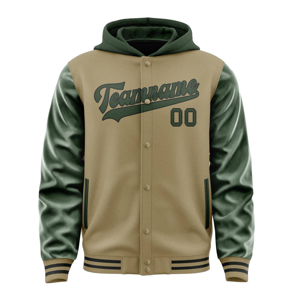 Custom Light Khaki Dark Green Jacket