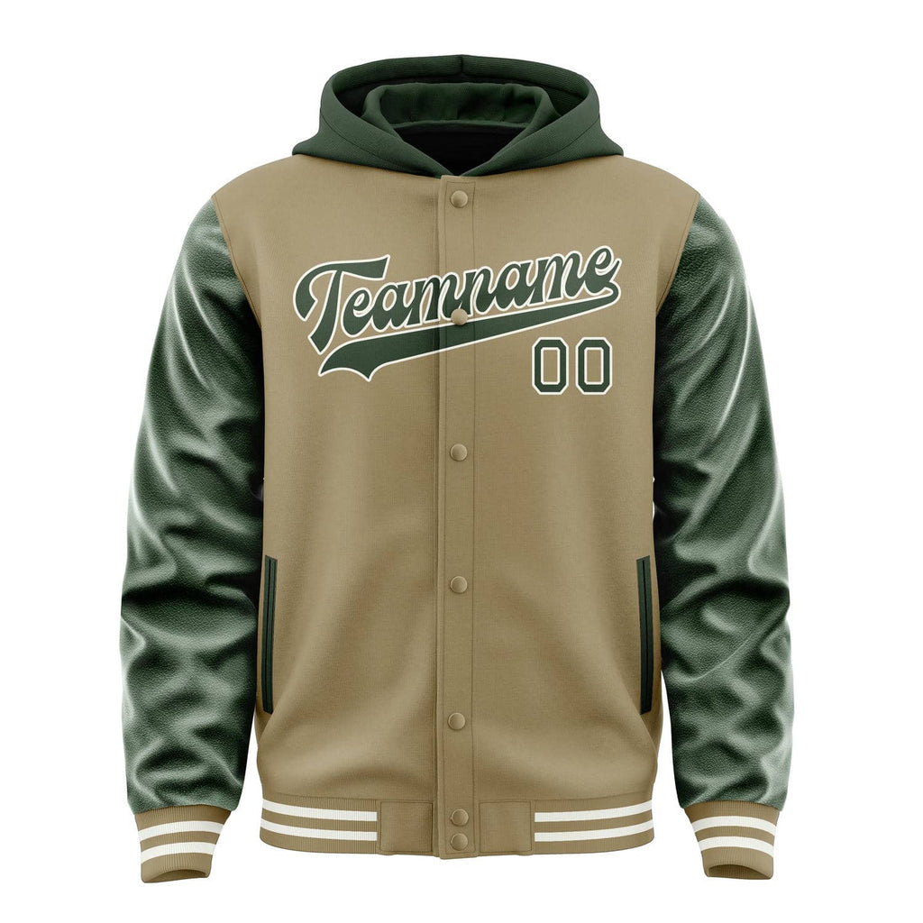 Custom Light Khaki Dark Green Jacket