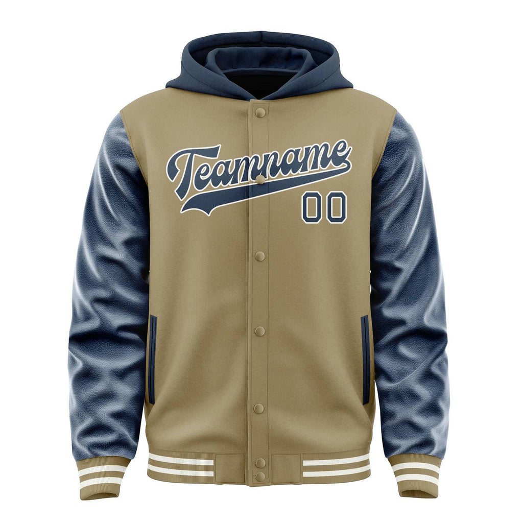 Custom Light Khaki Blue Jacket