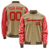 Custom Light Khaki Orange Red Jacket