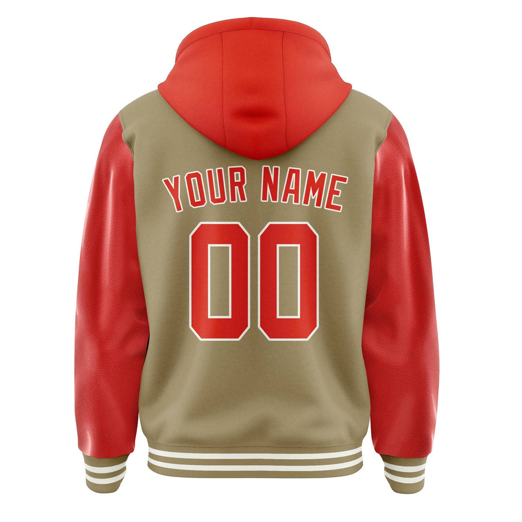 Custom Light Khaki Orange Red Jacket