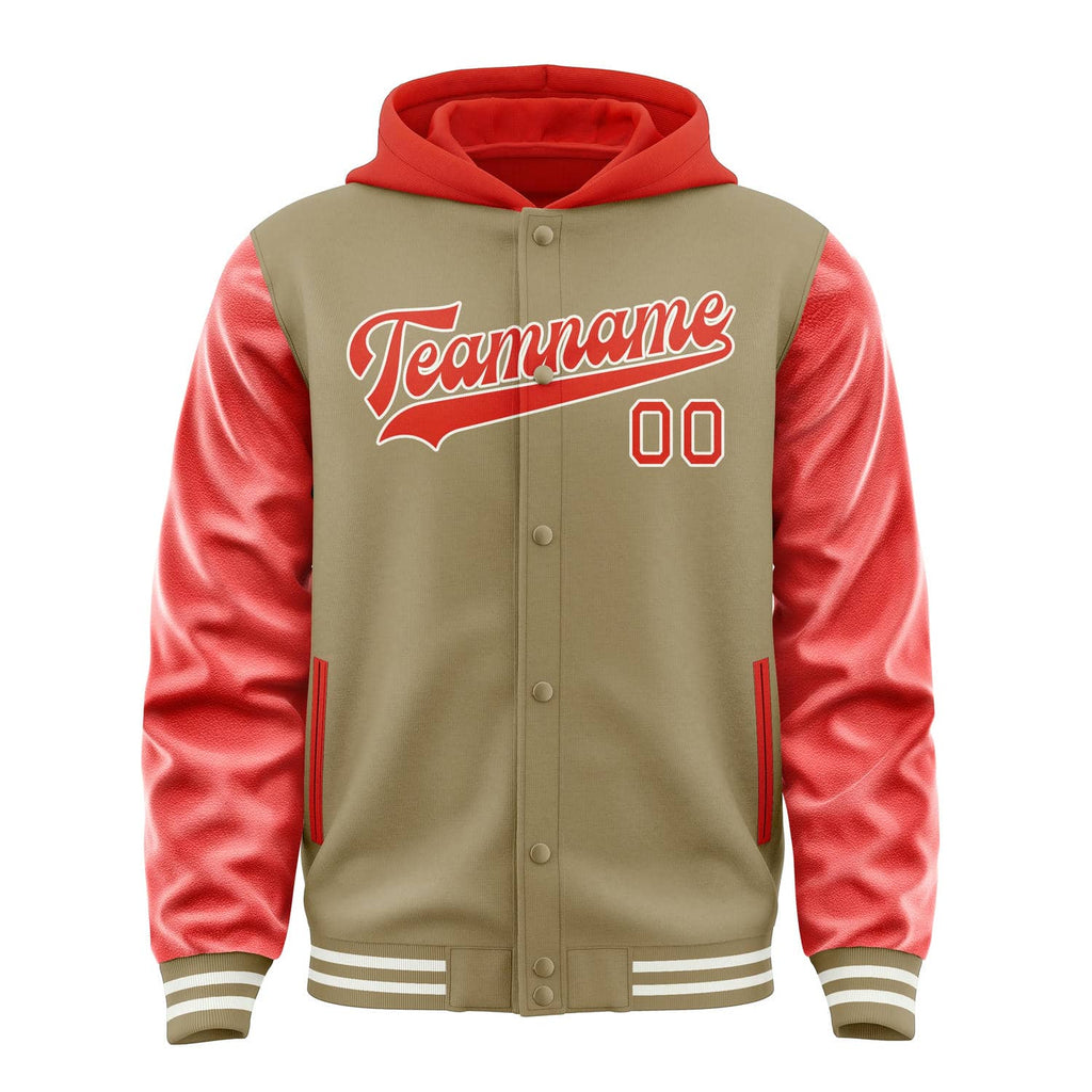 Custom Light Khaki Orange Red Jacket