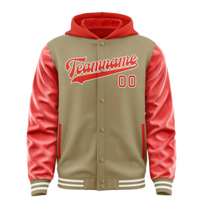 Custom Light Khaki Orange Red Jacket