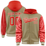 Custom Light Khaki Orange Red Jacket