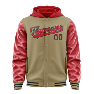 Custom Light Khaki Red Jacket