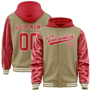 Custom Light Khaki Red Jacket