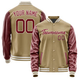 Custom Light Khaki Crimson Red Jacket