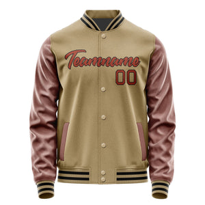 Custom Light Khaki Coral Red Jacket JA2525162517B21716