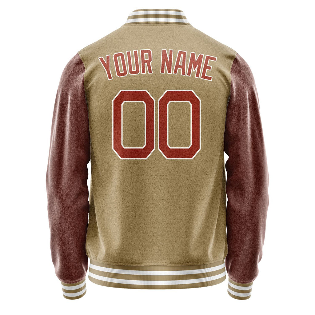 Custom Light Khaki Coral Red Jacket JA2525162518B21816