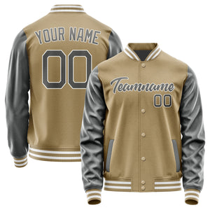 Custom Light Khaki Dark Grey Jacket JA2525202518B21820