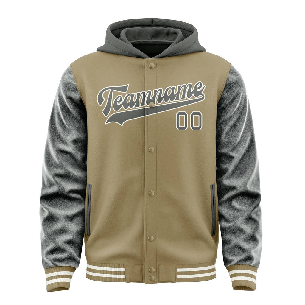 Custom Light Khaki Dark Grey Jacket
