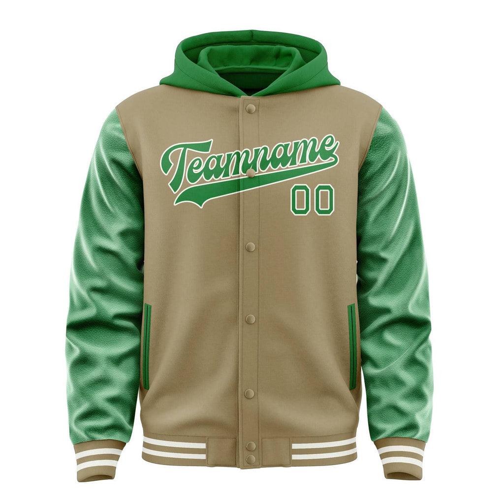 Custom Light Khaki Emerald Green Jacket