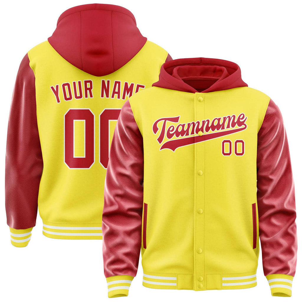 Custom Light Yellow Red Jacket