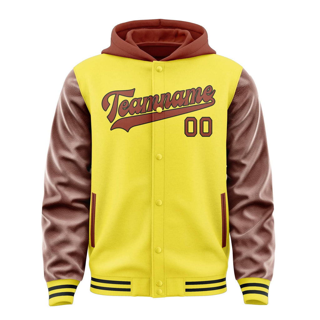 Custom Light Yellow Coral Red Jacket