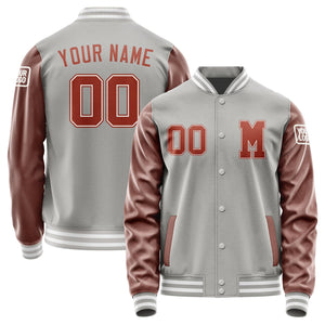 Custom Gray Coral Red Jacket Jb0404160418161818