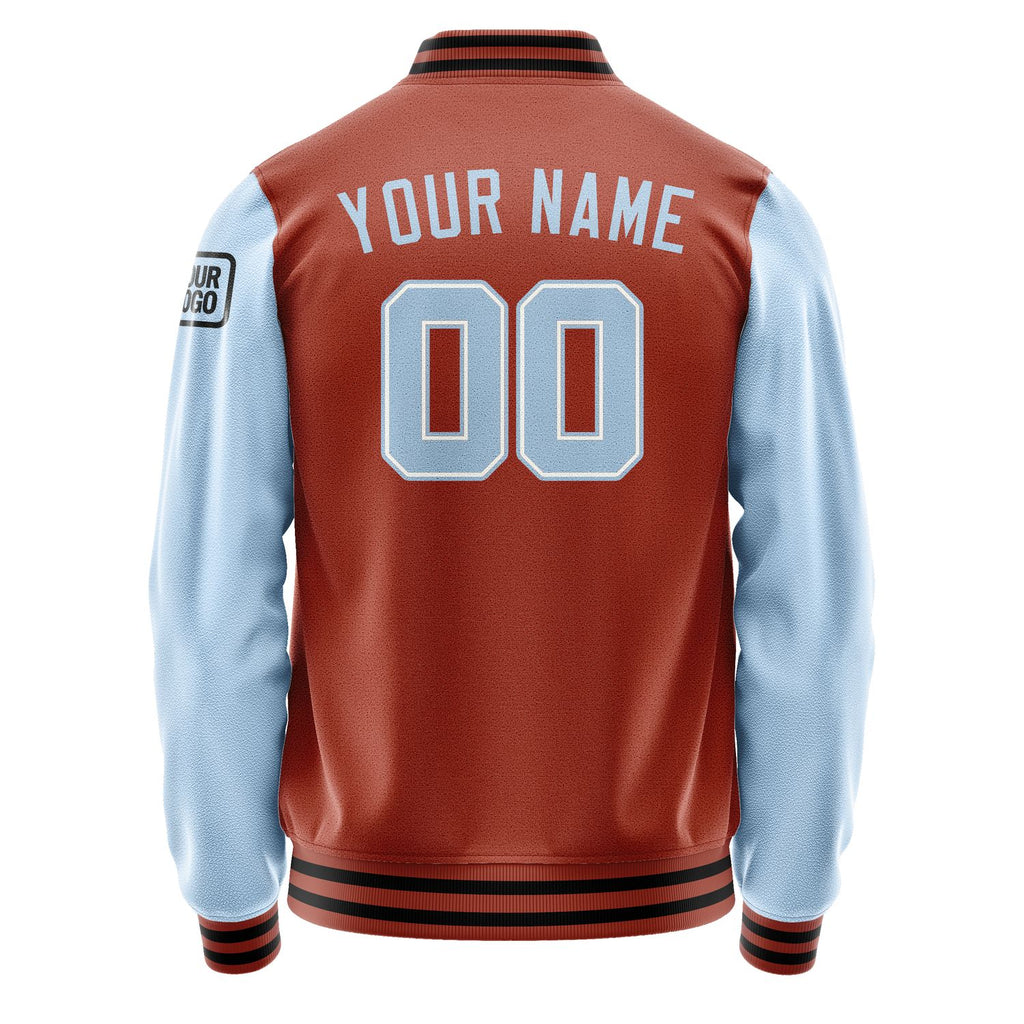 Custom Coral Red Light Blue Jacket Jb1616081617081817